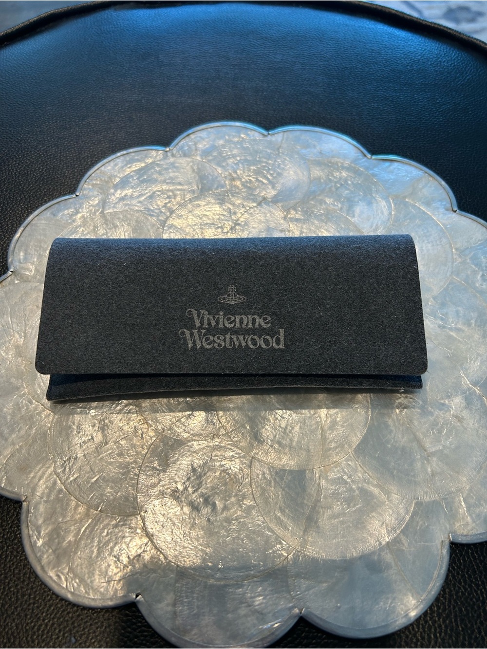 Vivienne Westwood Grey Fold-Over Eyewear Case with Silver Logo